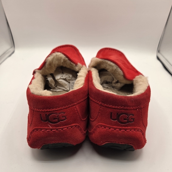 UGG Ascot Men's Red Suede Sheerling Limed Slippers 12 - Picture 5 of 9